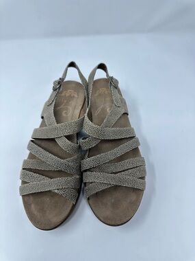 Dansko Stevie Sandals Strappy Wedge Size 37  US 6.5-7 Pewter Leather Slingback